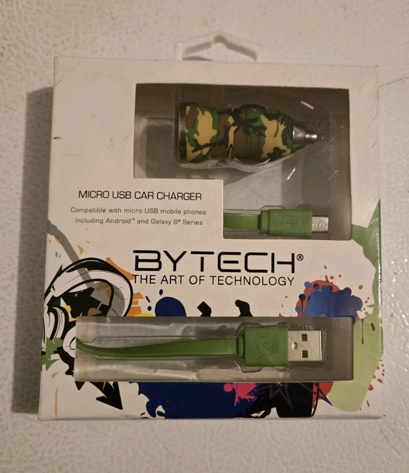 Bytech Micro USB Car Charger - Camo Green - Image 1 of 1