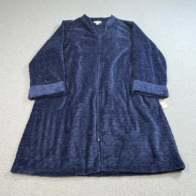 Miss Elaine Robe 女式 XL 毛绒拉链前长袖 Housecoat 睡衣 — 第 1/4 张图片
