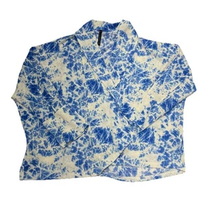 IC Collection By Connie K Blue Cracked Glass Knit Dolman Draped Cardigan XL - Picture 1 of 6