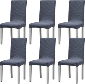 Stretch Jacquard Chair Slipcovers - 6 Pack Washable Dining Room Anthracite - Picture 1 of 9