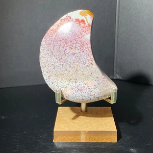 145 g natural jaspe océano ágata tallada luna cuarzo cristal tallado curación Reiki - Imagen 1 de 16