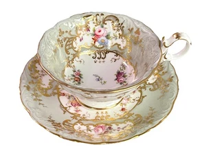 Antiguo Platillo Taza Renacimiento Rococó Coalport John Rose Período 4/196 Floral Dorado - Imagen 1 de 24