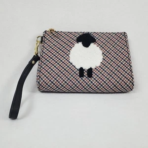 Vintage Talbots Wool Sheep Brown Black Wool Wristlet Purse - Picture 1 of 10