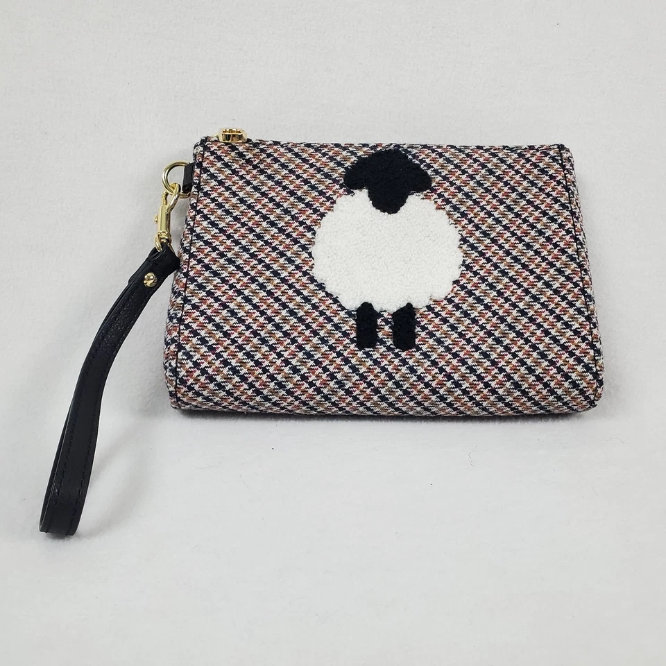 Винтажный Talbots шерсти овец коричневый черный шерсти кошелек с ремешком - Изображение 1 из 4