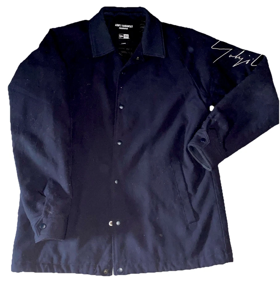 YOHJI YAMAMOTO×NEW ERA men's embroidered arm logo jacket size XL navy USED - Image 1 of 4