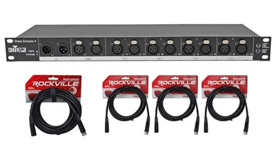 Chauvet DJ Data Stream 4 Datastream 1 - 4 Optical Splitter + (4) DMX Cables - Image 1 of 4