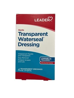 Apósito transparente con sello de agua nuevo en caja 4” X 4-3/4”, paquete de 4 cajas, 4 piezas por caja Foto 1 de 2