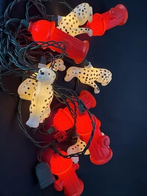 Vintage Dalmatian Dog Fire Hydrant String Lights 1990s Tested Works Blow Mold - Image 1 of 3