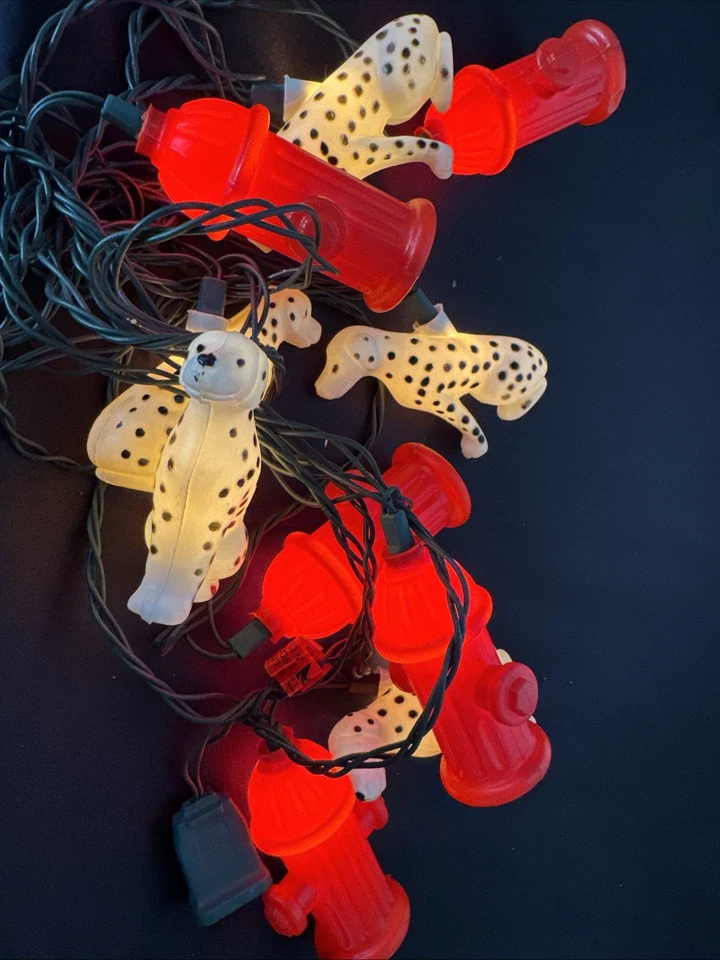 Винтажные гирлянды с огневым гидрантом для далматинской собаки 1990-е проверенные работы выдувная форма - Изображение 1 из 3