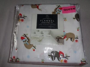 Griffin Collection QUEEN heavywt 100% Turkish Cotton flannel sheets SLOTH to 17" - Picture 1 of 3