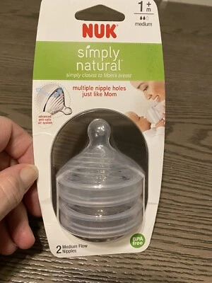Новый Nuk просто натуральный несколько сосков отверстия 0 + M медленный и 1 М + средний поток  - Изображение 1 из 3