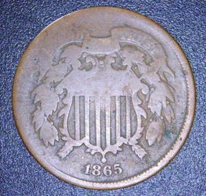 1865 Two Cent Coin - F/VF - AWESOME CIVIL WAR ERA COIN - Picture 1 of 2