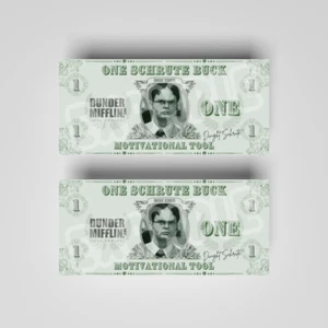 Dwight Schrute Bucks x 10 Regalo ventilatore da ufficio stoccaggio segreto di Natale Babbo Natale - Foto 1 di 4