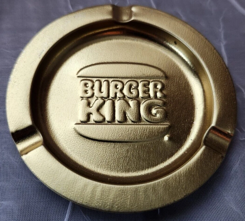 Vintage Ashtray Burger King Fast Food Restaurant Collectible Gold Rare Metal - Image 1 of 3