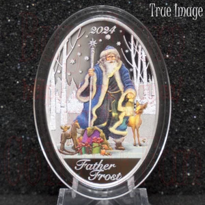 2024 Father Frost - $5 Fine Silver Proof Matryoshka Oval Coin - Solomon Islands - Picture 1 of 5