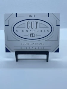 2021 NATIONAL TREASURES CUT SIGNATURES AUTO EDDIE MATHEWS 09/10 MILWAUKEE BRAVES - Picture 1 of 5