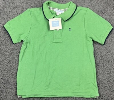 NUEVO CON ETIQUETAS Camisa Janie Jack Niños 2T 2 Polo Verde Punta Ancla Puerto De Colección Botón Piqué Foto 1 de 4