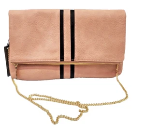Glitzy Girls Boutique Purse Clutch Crossbody Pale Pink Gold Chain Strap Magnetic - Picture 1 of 6