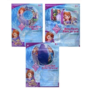 DISNEY PRINCESS SOFIA Girls Kids BEACH BALL + SWIM RING TUBE + ARM BANDS FLOATS - Picture 1 of 10