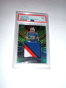 2022 Panini Select James Cook RC JUMBO ROOKIE SWATCH Green Prizm #4/5  PSA 9 - Picture 1 of 6