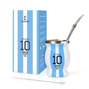 Juego de Calabaza de Yerba Mate Capitán Argentina Nº10 Acero Inoxidable con Pajita Bombilla - Imagen 1 de 9