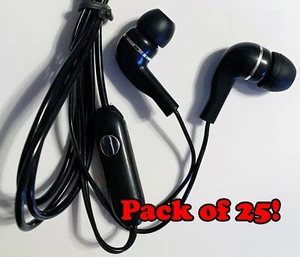 Großpackung 25 schwarz/silber Headset Ohrhörer mit Mikrofon EINZELN VERPACKT - Bild 1 von 7