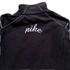 Nike Junior Womens Fleece Jacket Navy Blue Size M Zip Sleeves Full Front Zip-18 - Picture 1 of 9