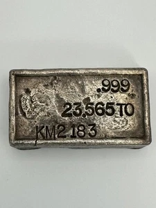23.565 Troy Oz .999 Kennesaw Mint Vintage Hand Poured Silver Bar serial #KM2183 - Picture 1 of 14