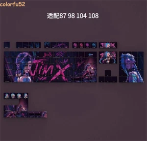 League of Legends Jinx PBT Side Engraved Keycaps for Cherry MX 60 87 98 104 108 - Picture 1 of 7
