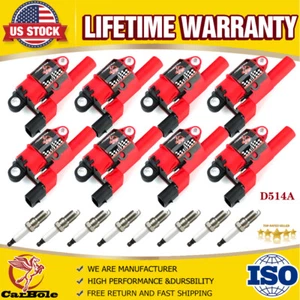 8PC UF414 Round Ignition Coil Spark Plug For Chevy Silverado 1500 Tahoe GMC 5.3L - Picture 1 of 16