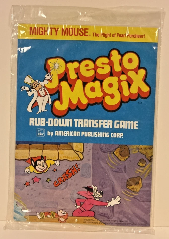1980 Presto Magix - Rub Down Transfer Game Mighty Mouse  RARE!  Sealed Tallarico - Image 1 of 2