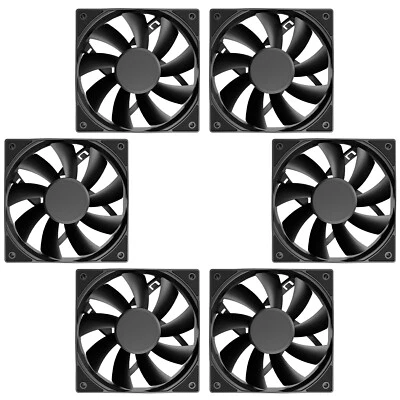 6 Pack Black 120mm PC Case Fans High Airflow Low-Noise High Performance Fans - Image 1 of 4
