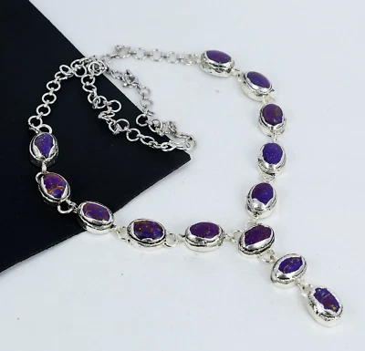 Collana Elettroformata In Gemma Turchese Viola In Argento Sterling 925 - Immagine 1 di 4