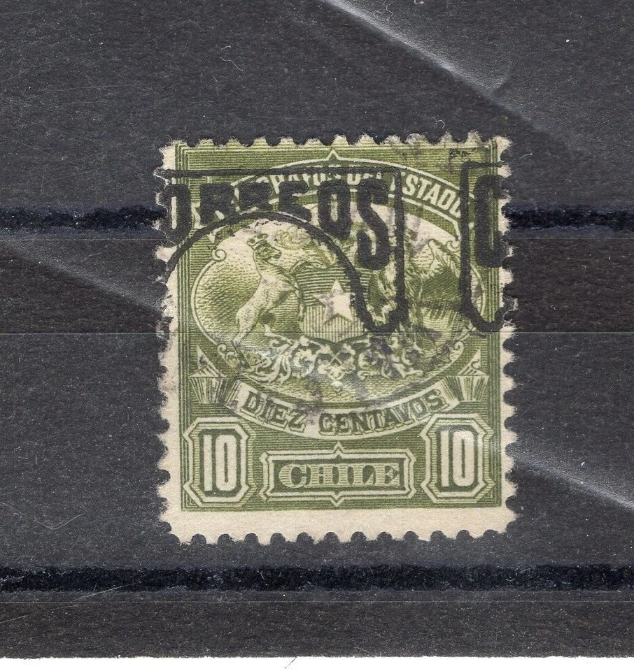 CHILE 1904 Telegraph 10c MH ERROR DISPLACED OVERPRINT - Image 1 of 1