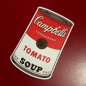 Andy Warhol Campbells Soup 90mm Vinyl Sticker Laptop Skateboard Weatherproof - Picture 1 of 4