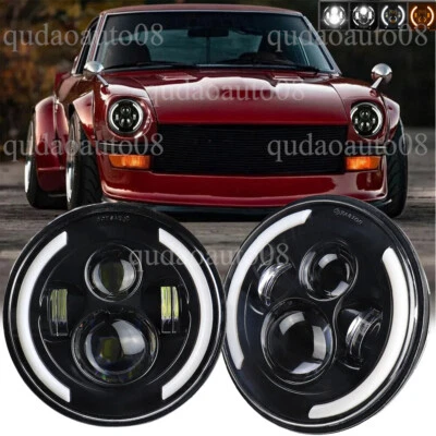 Pair 7inch Round LED Headlights Hi/Lo DRL Beam Fit Datsun 280ZX/240Z/260Z/280Z - Image 1 of 4