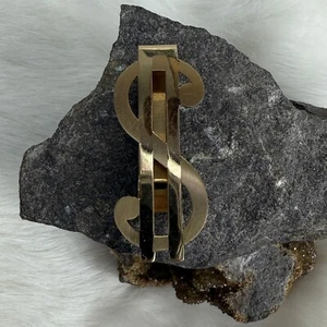 Gold Tone Dollar Sign Money Clip 2" X .75" - Picture 1 of 7