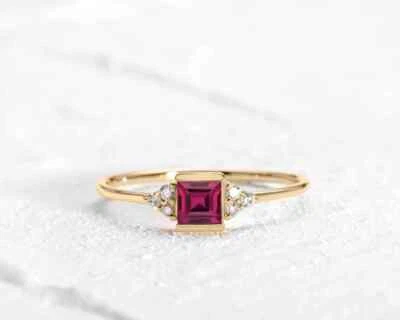 Anillo de piedras preciosas de rubí natural oro macizo 10K joyería tamaño de regalo disponible Foto 1 de 4