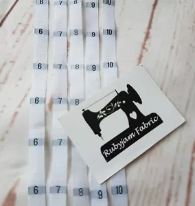 100 pack 6 7 8 9 10 size clothing labels WHITE sew-in woven tags - Picture 1 of 2