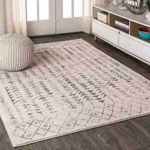 Area Rug Geometric Polypropylene In Cream/Gray 8 ft. x 10 ft. - Picture 1 of 12