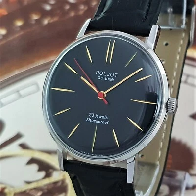 Reloj Pulsera Hombre Poljot De Luxe ULTRA DELGADO Esfera Negra 23J Vintage 2209 URSS Foto 1 de 4