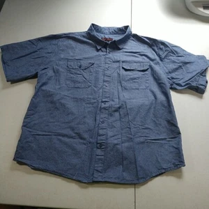 Linea Uomo Shirt Mens 4X Navy Work Durable Dad Button Down Short Sleeve Cotton - Picture 1 of 11