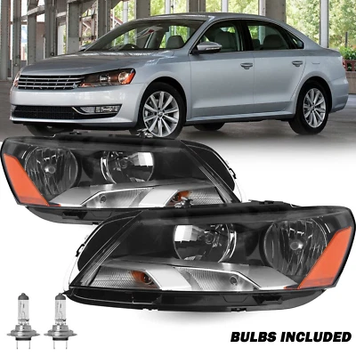 Halogen Headlights Assembly Pair For 2012 2013 2014 2015 Volkswagen Passat - Image 1 of 4