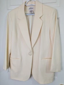 Worthington 100% Wool Blazer Womens 14 Petite Ivory White Lined Pockets  - Picture 1 of 9
