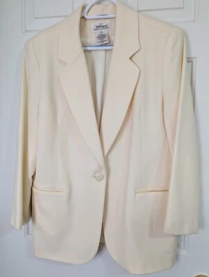 Blazer Worthington 100 % lana para mujer 14 pequeños bolsillos forrados blanco marfil  Foto 1 de 4