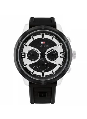 Tommy Hilfiger Men's Wild Black & Steel Chronograph Silicone Strap Watch 1792074 - image 1 of 4