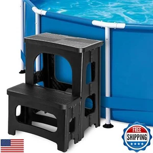 DECOHS Gradini per Vasca Idromassaggio Spa Pieghevole, Antiscivolo 2 Gradini Sgabello Scala Piscina, Univers - Foto 1 di 5