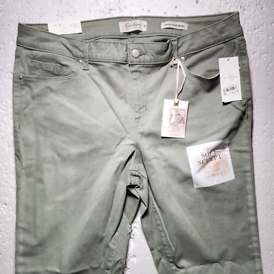 Jessica Simpson Pants Womens Size 32 Green Soft Sculpt Stretch Button Folded Hem - Image 1 of 4