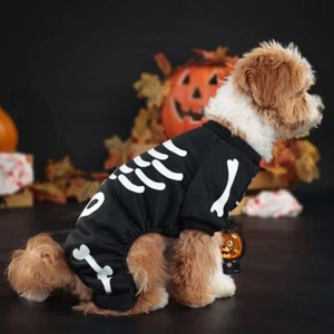 Halloween Skeleton Clothes Puppy Dog Costume Halloween Pet Hoodie For Dogs Cats - Picture 1 of 14