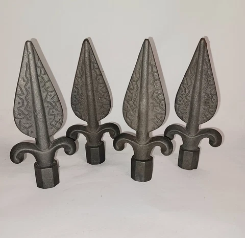 Railing Spear shape 1/2" square Fence Gate toppers 4pk cast iron Finial 5 3/4"h Cover